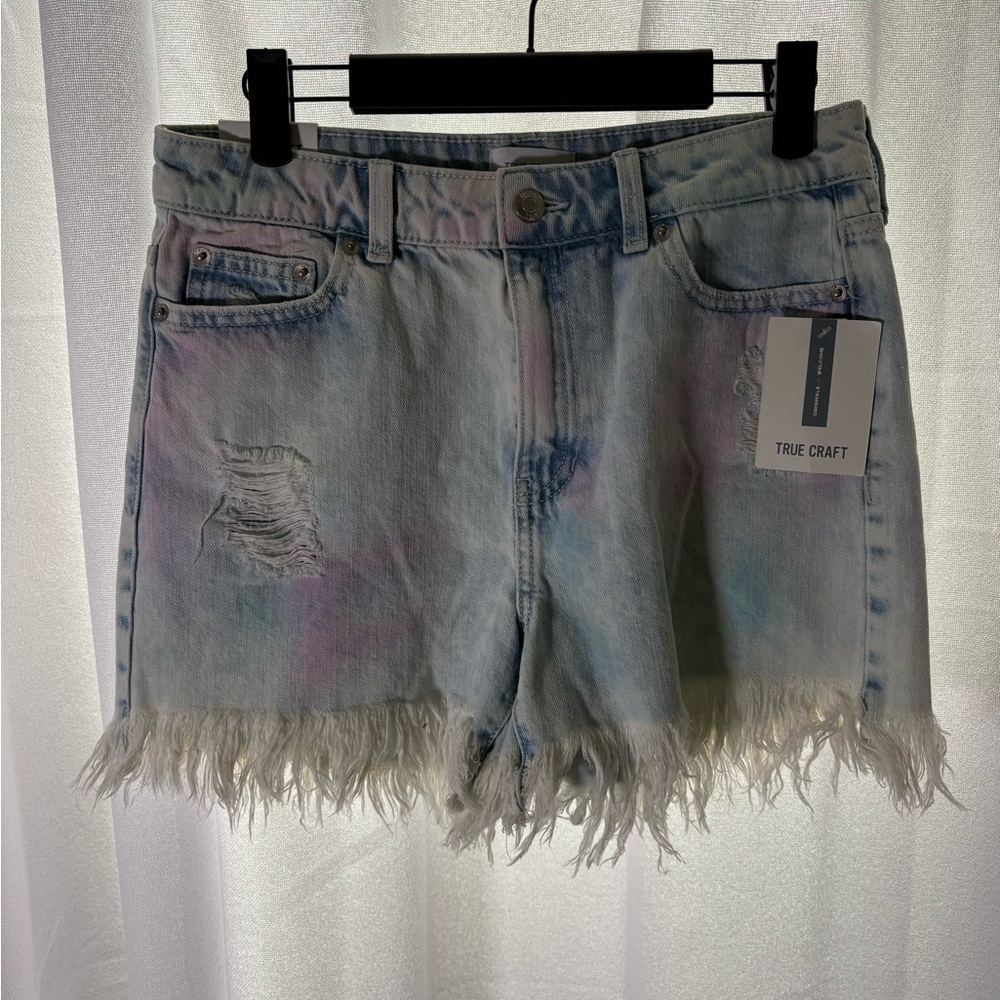 NWT‎ True Craft Belk Denim Shorts High Rise Waist Jean Frayed Distressed 509
